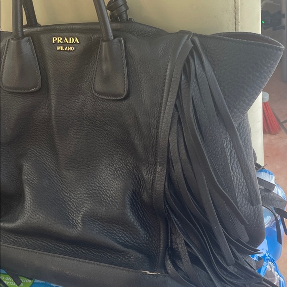 Prada Black Leather Tote with Fringe - Picture 6 of 6